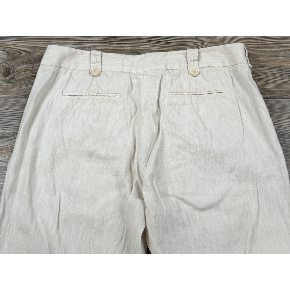 BCBG Maxazria Trouser Pants Beige Linen Blend Wide Leg Size 8 Coastal Preppy - Picture 5 of 13